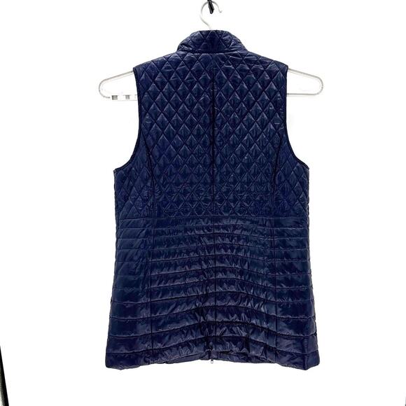 Talbots Long Quilted PrimaLoft Puffer Vest navy blue size XL Petite minimalist - Picture 2 of 8